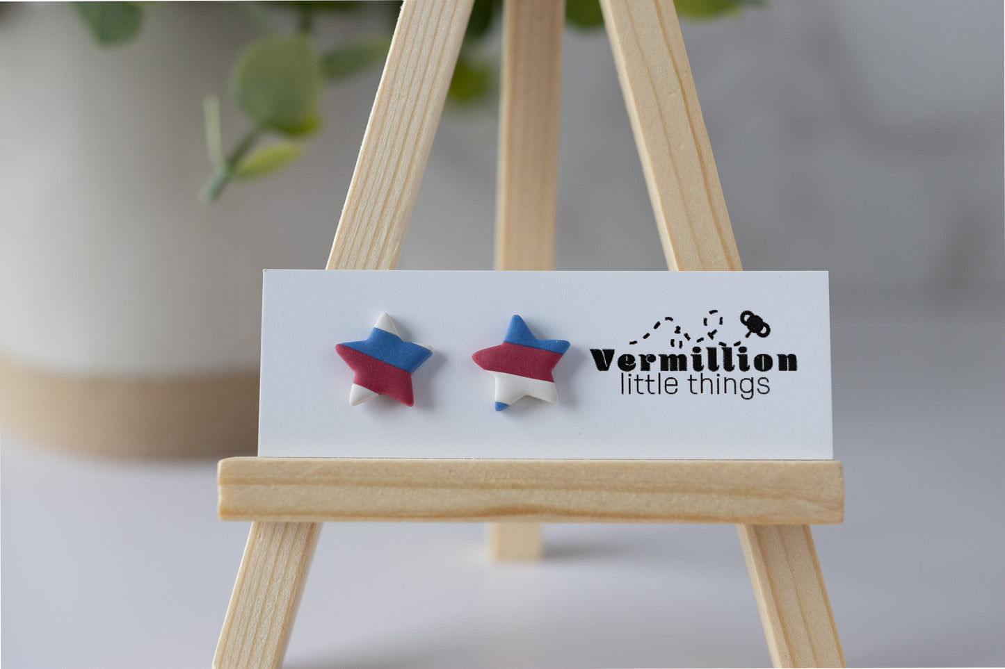 Red, White & Blue Star Studs
